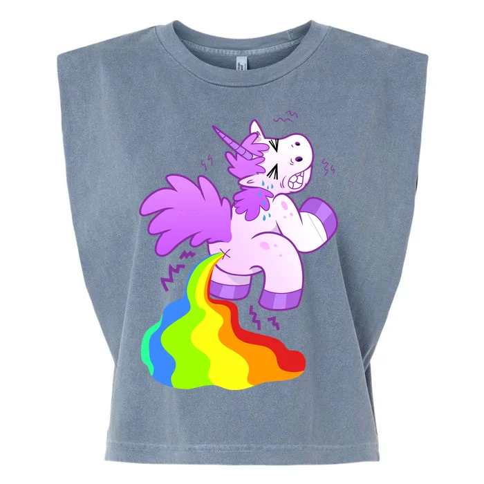 Funny Unicorn Pooping A Rainbow Garment-Dyed Women's Muscle Tee