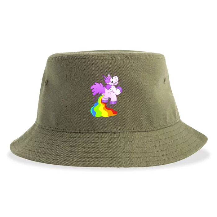 Funny Unicorn Pooping A Rainbow Sustainable Bucket Hat