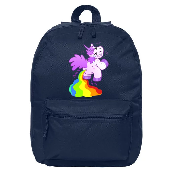 Funny Unicorn Pooping A Rainbow 16 in Basic Backpack