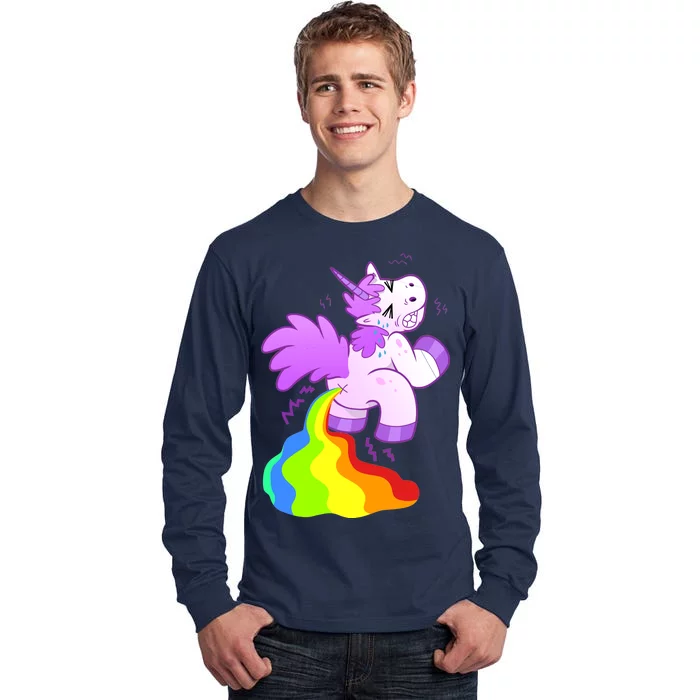 Funny Unicorn Pooping A Rainbow Tall Long Sleeve T-Shirt