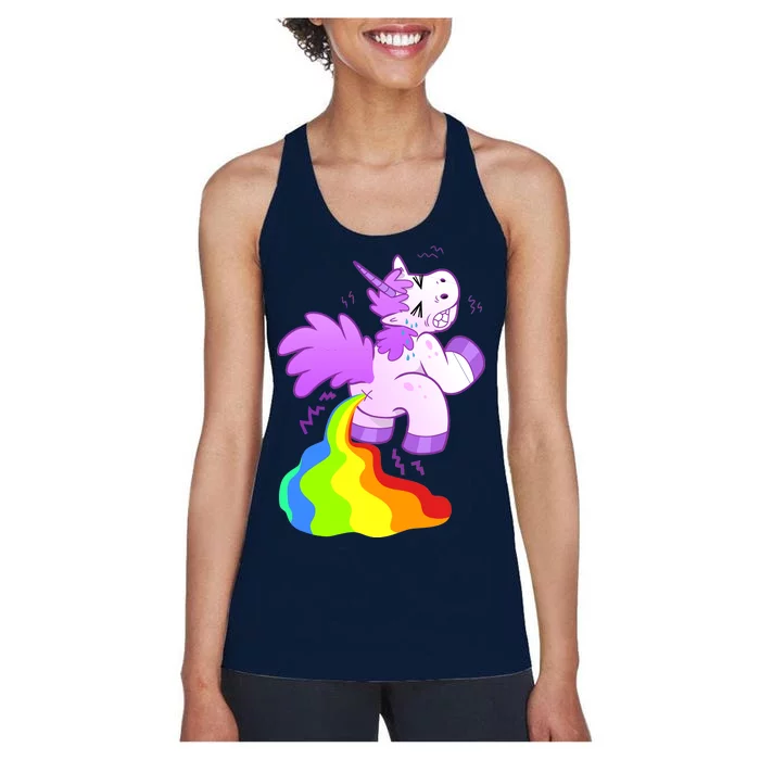 Funny Unicorn Pooping A Rainbow Women's Racerback Tank