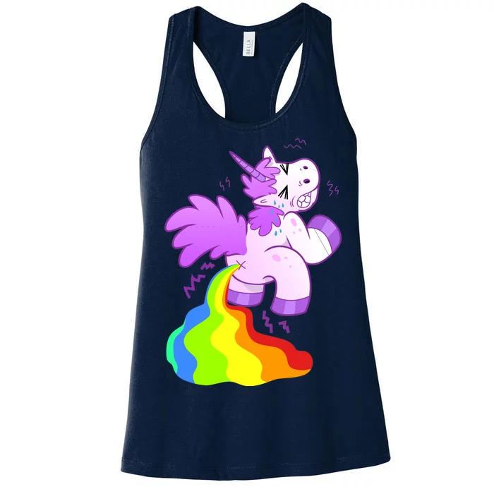 Funny Unicorn Pooping A Rainbow Women's Racerback Tank