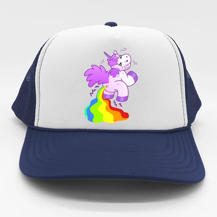 Funny Unicorn Pooping A Rainbow Trucker Hat