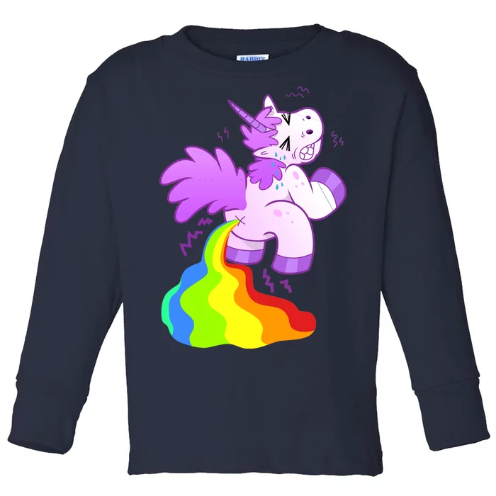 Funny Unicorn Pooping A Rainbow Toddler Long Sleeve Shirt