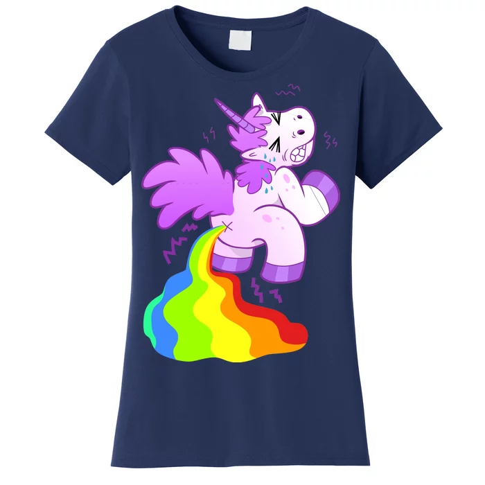 Funny Unicorn Pooping A Rainbow Women's T-Shirt