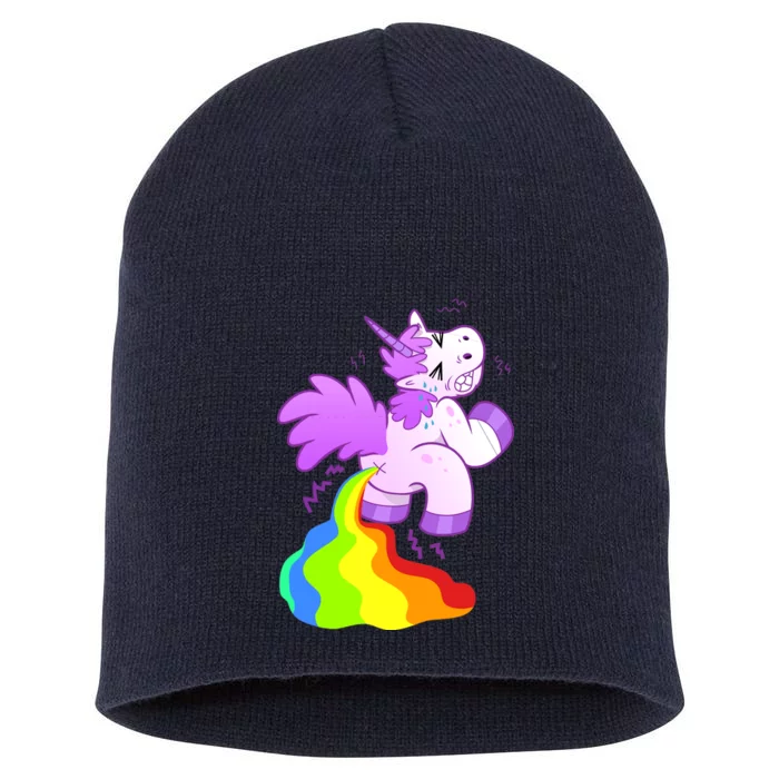 Funny Unicorn Pooping A Rainbow Short Acrylic Beanie