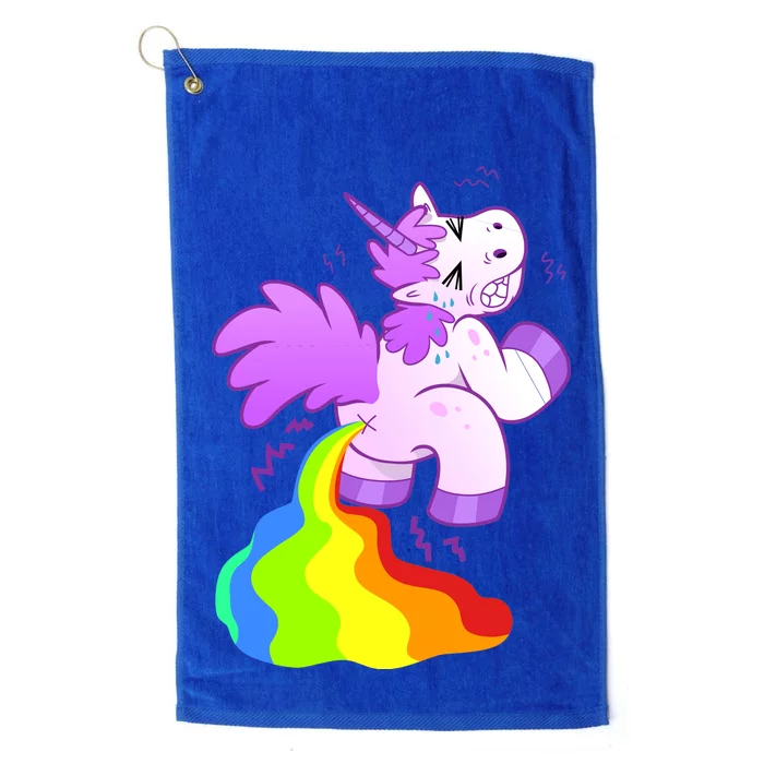 Funny Unicorn Pooping A Rainbow Platinum Collection Golf Towel