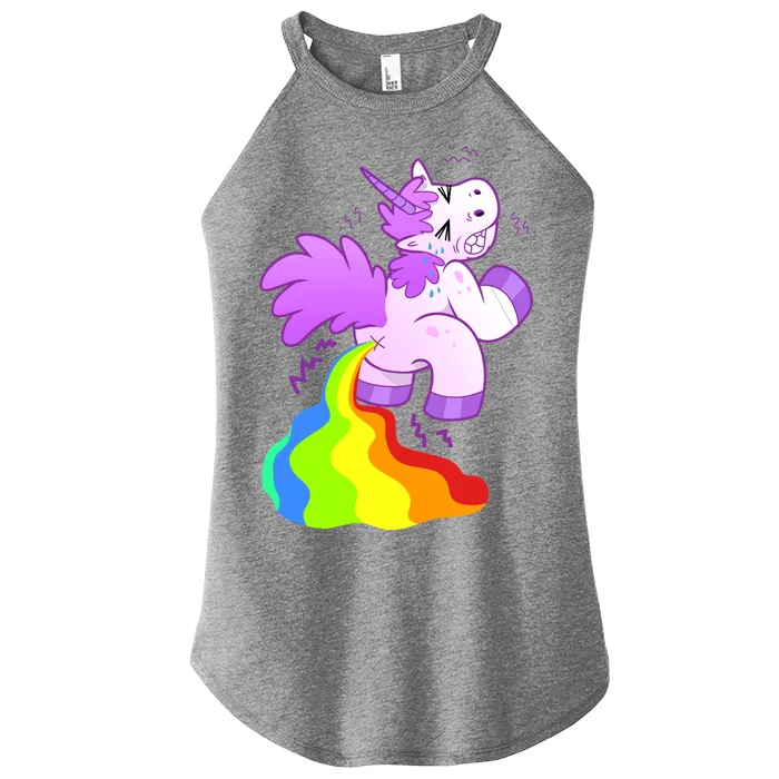 Funny Unicorn Pooping A Rainbow Women’s Perfect Tri Rocker Tank