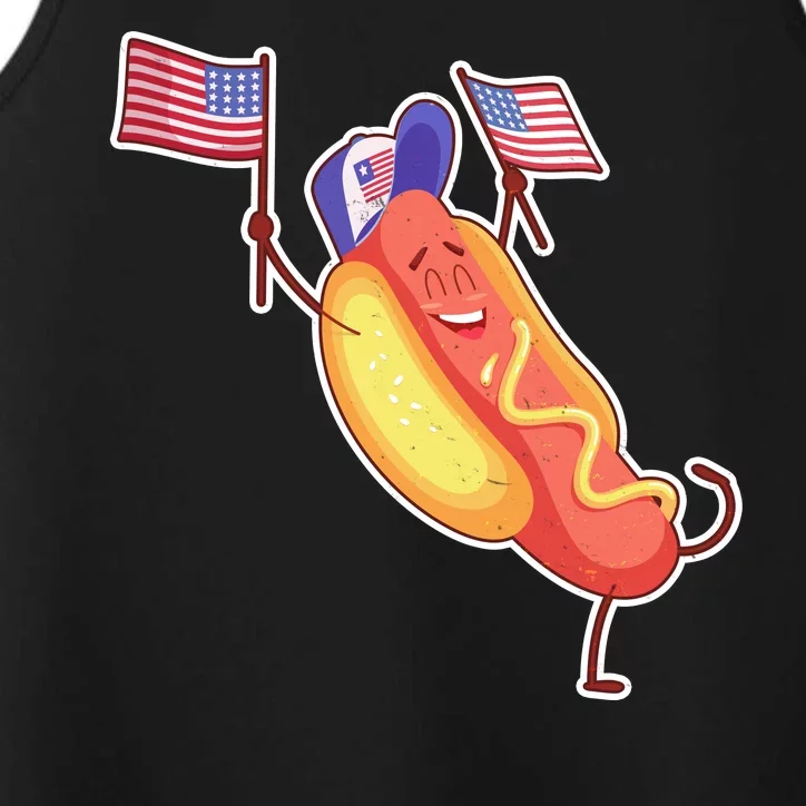 Funny USA American Flag Hotdog Performance Tank