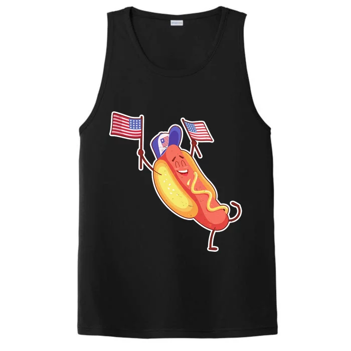 Funny USA American Flag Hotdog Performance Tank