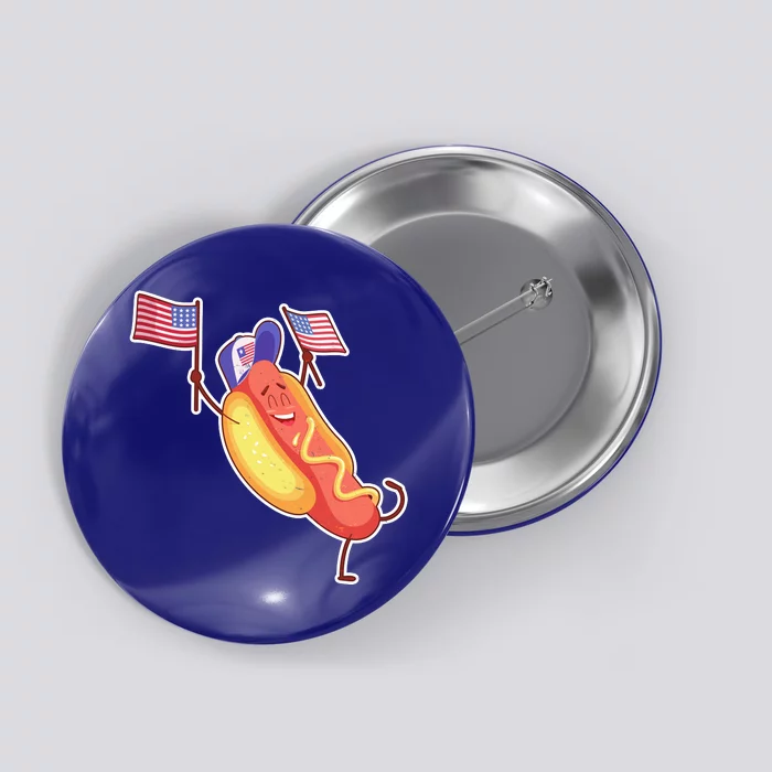 Funny USA American Flag Hotdog Button