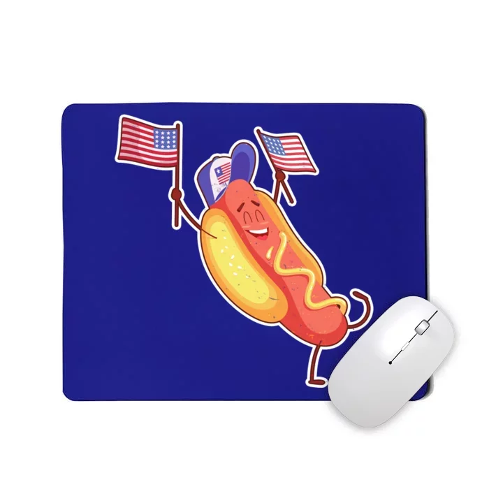 Funny USA American Flag Hotdog Mousepad