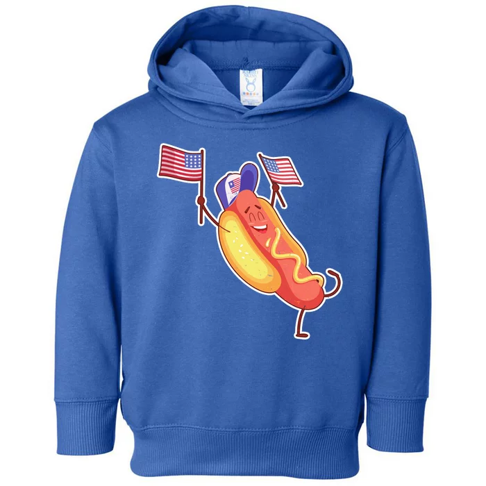 Funny USA American Flag Hotdog Toddler Hoodie