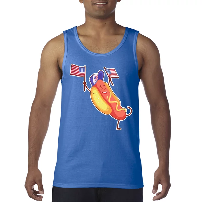 Funny USA American Flag Hotdog Tank Top