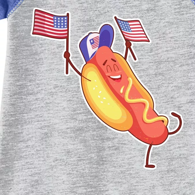 Funny USA American Flag Hotdog Infant Baby Jersey Bodysuit