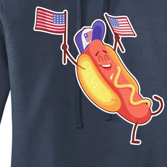 Funny USA American Flag Hotdog Women's Pullover Hoodie