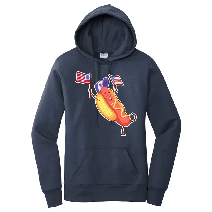 Funny USA American Flag Hotdog Women's Pullover Hoodie