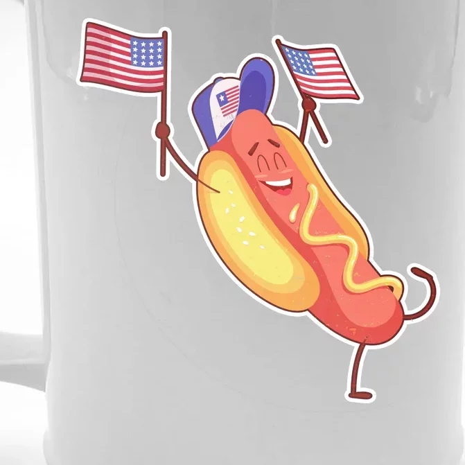 Funny USA American Flag Hotdog Front & Back Beer Stein