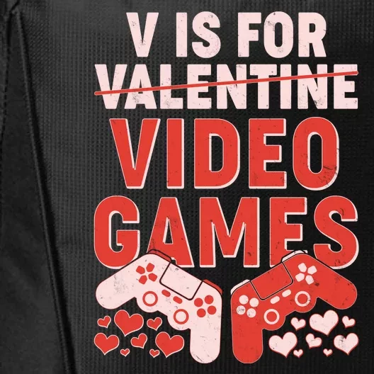 Funny V is For Video Games Gaming Fan City Backpack