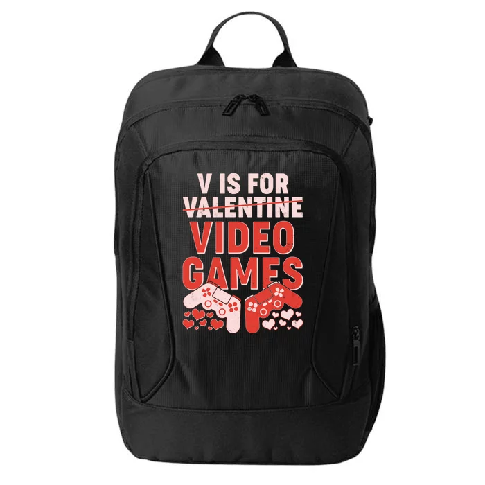 Funny V is For Video Games Gaming Fan City Backpack