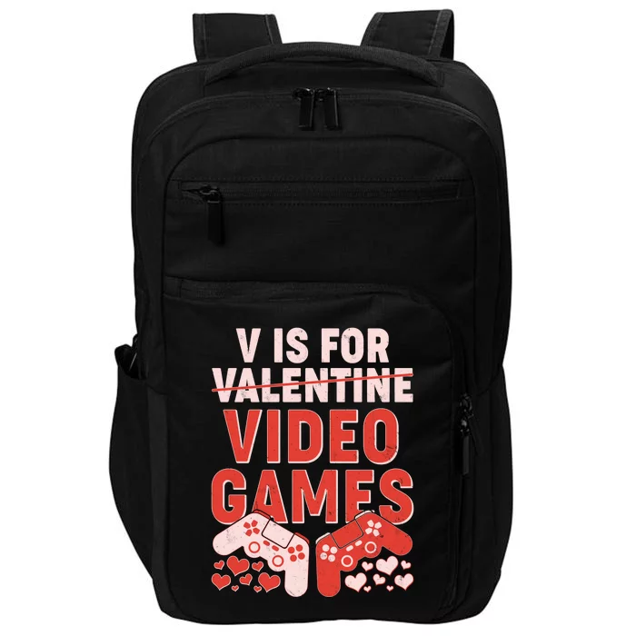 Funny V is For Video Games Gaming Fan Impact Tech Backpack