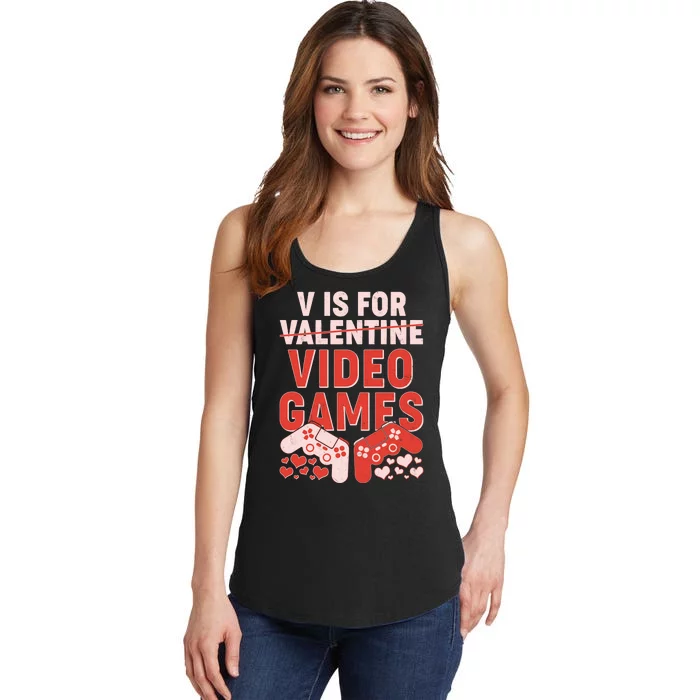 Funny V is For Video Games Gaming Fan Ladies Essential Tank