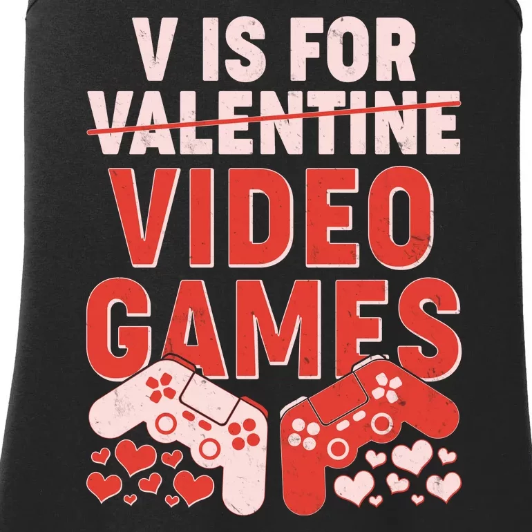 Funny V is For Video Games Gaming Fan Ladies Essential Tank