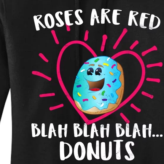 Funny Valentines Day Donuts Roses Are Red Women's Pullover Hoodie