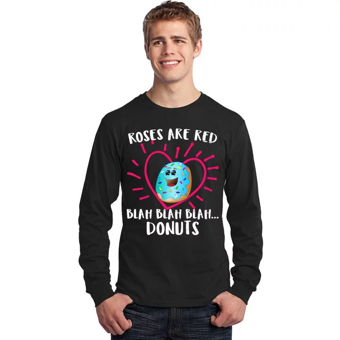 Funny Valentines Day Donuts Roses Are Red Tall Long Sleeve T-Shirt