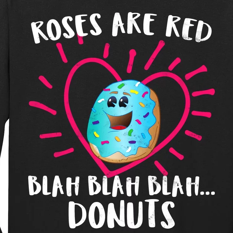 Funny Valentines Day Donuts Roses Are Red Tall Long Sleeve T-Shirt