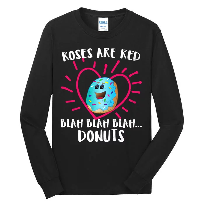 Funny Valentines Day Donuts Roses Are Red Tall Long Sleeve T-Shirt