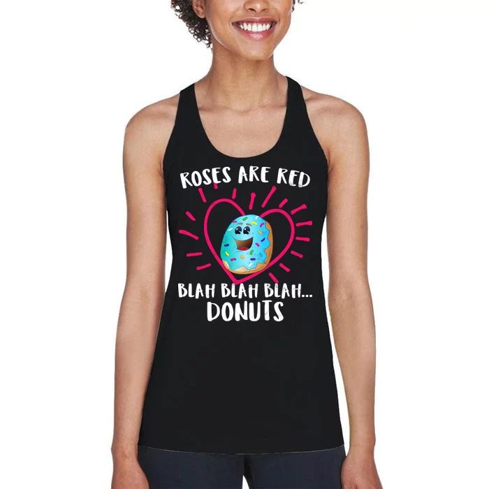 Funny Valentines Day Donuts Roses Are Red Women's Racerback Tank