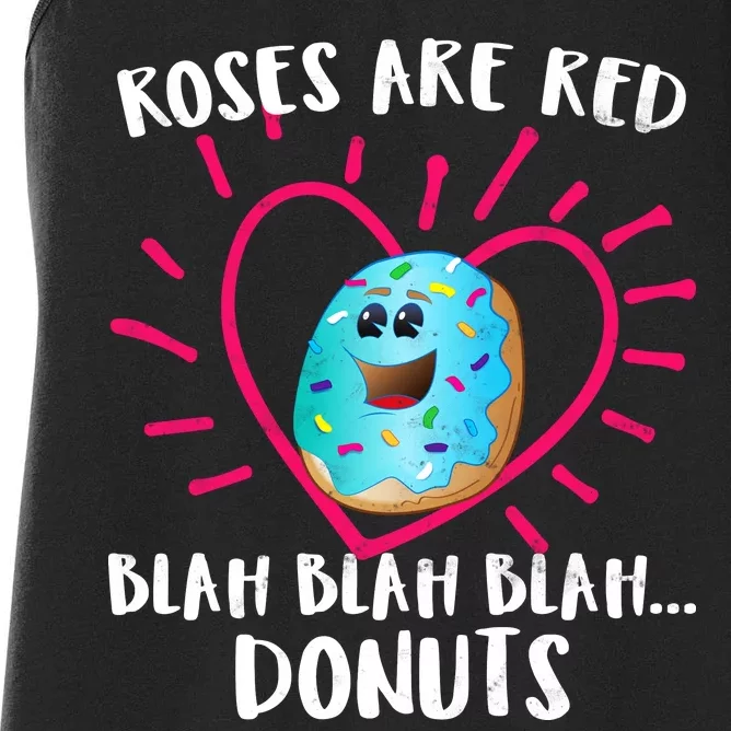 Funny Valentines Day Donuts Roses Are Red Women's Racerback Tank