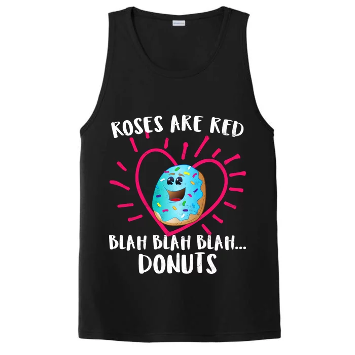 Funny Valentines Day Donuts Roses Are Red Performance Tank