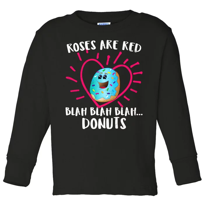 Funny Valentines Day Donuts Roses Are Red Toddler Long Sleeve Shirt