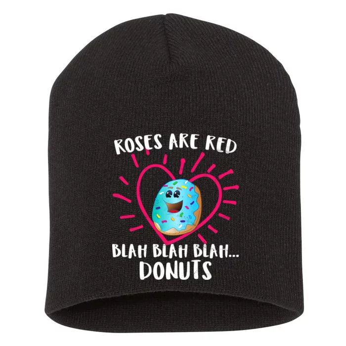 Funny Valentines Day Donuts Roses Are Red Short Acrylic Beanie