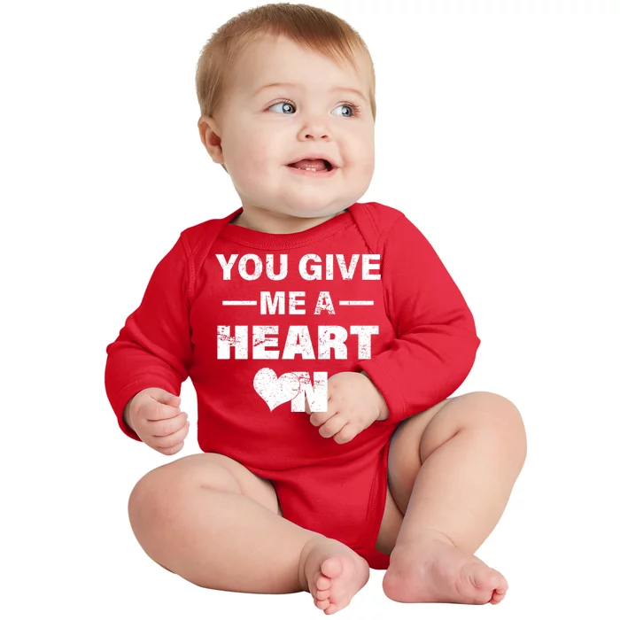 Funny Valentines Day Give Me A Heart On Baby Long Sleeve Bodysuit