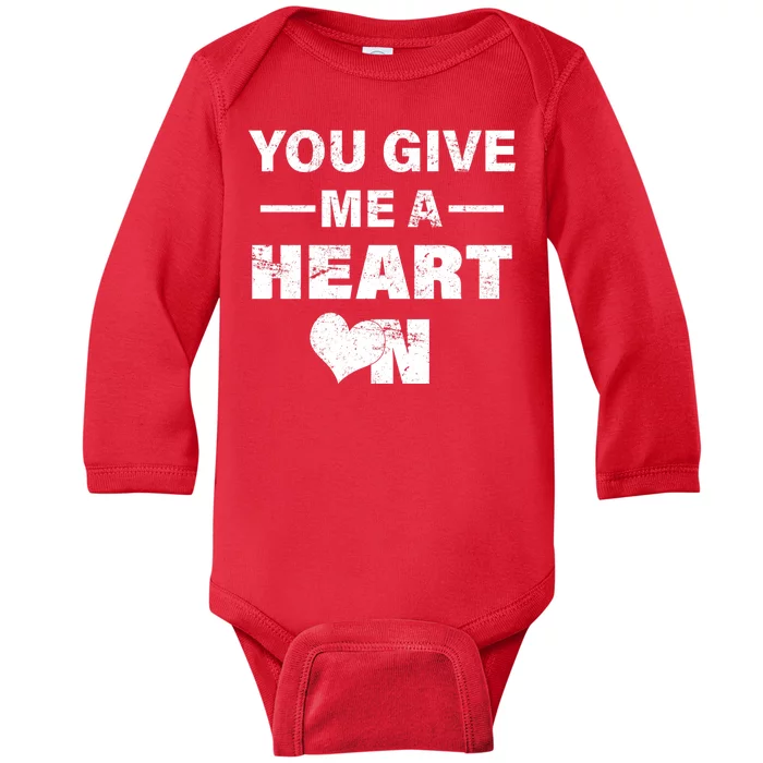 Funny Valentines Day Give Me A Heart On Baby Long Sleeve Bodysuit