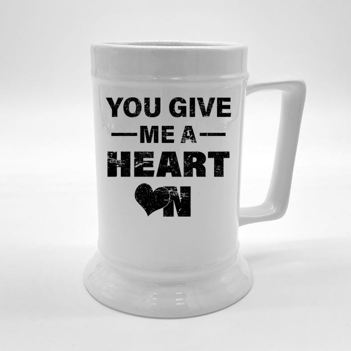 Funny Valentines Day Give Me A Heart On Front & Back Beer Stein