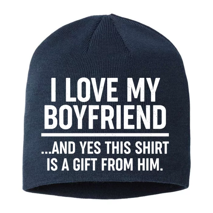 Funny Valentine's Day I Love My Boyfriend 8 1/2in Sustainable Knit Beanie