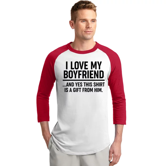 Funny Valentine's Day I Love My Boyfriend Baseball Sleeve Shirt