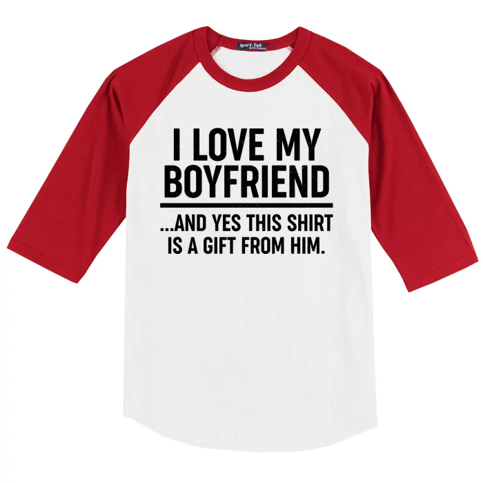 Funny Valentine's Day I Love My Boyfriend Baseball Sleeve Shirt