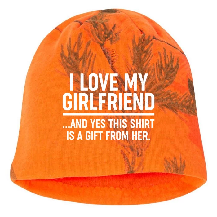 Funny Valentine's Day I Love My Girlfriend Kati - Camo Knit Beanie