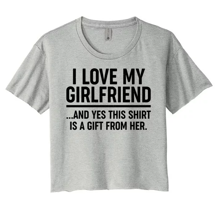 Funny Valentine's Day I Love My Girlfriend Women's Crop Top Tee