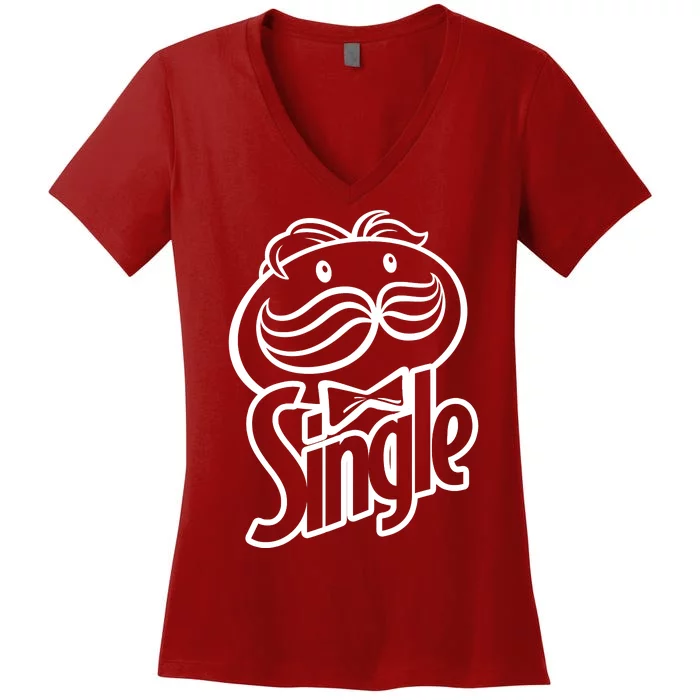 Funny Valentine's Day Single Chips Logo Women's V-Neck T-Shirt