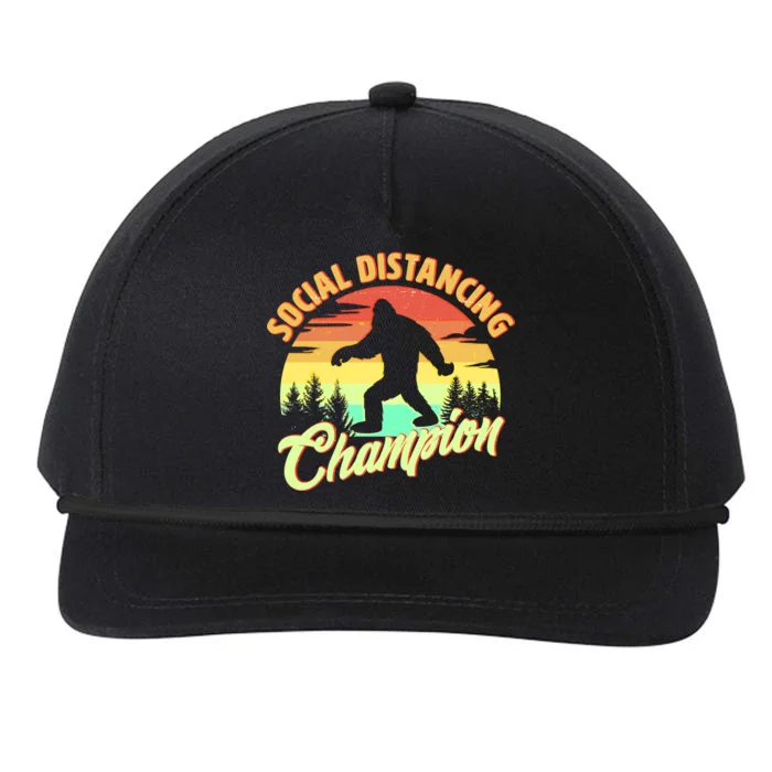 Funny Vintage Bigfoot Social Distancing Champion Snapback Five-Panel Rope Hat