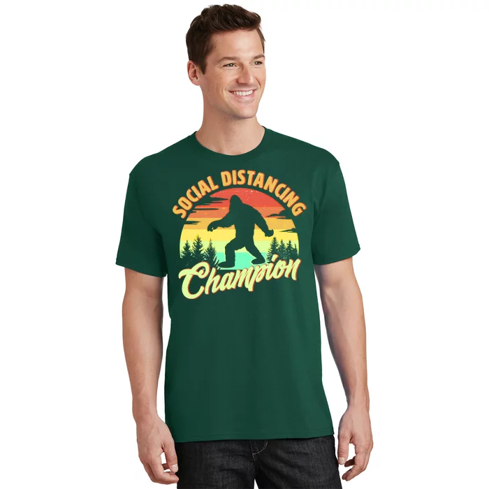 Funny Vintage Bigfoot Social Distancing Champion T-Shirt