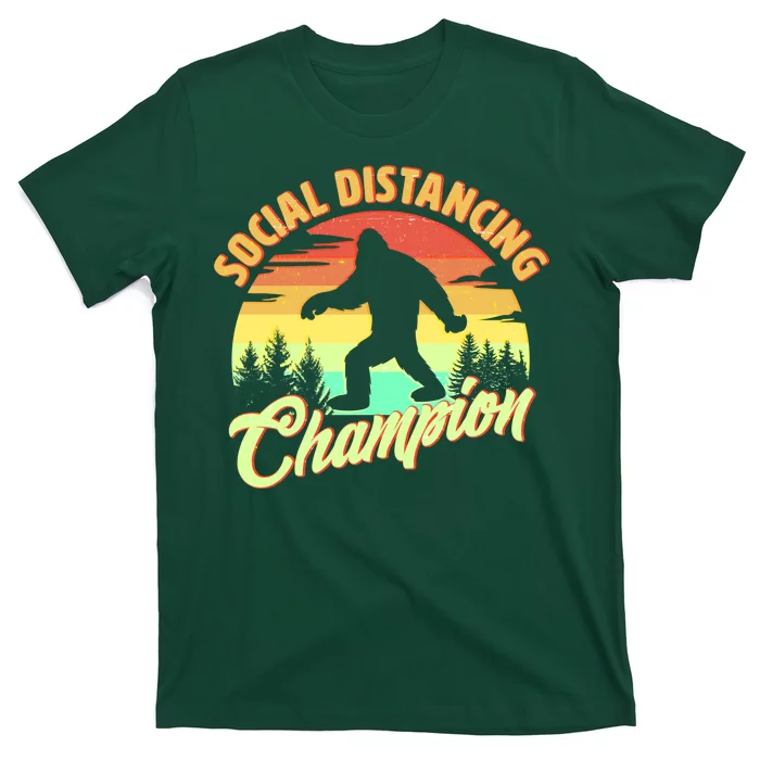 Funny Vintage Bigfoot Social Distancing Champion T-Shirt