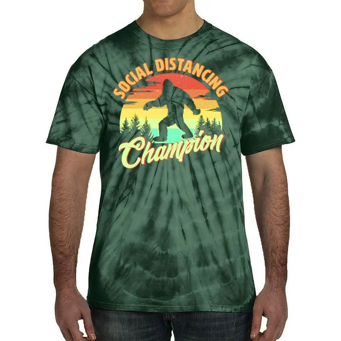 Funny Vintage Bigfoot Social Distancing Champion Tie-Dye T-Shirt