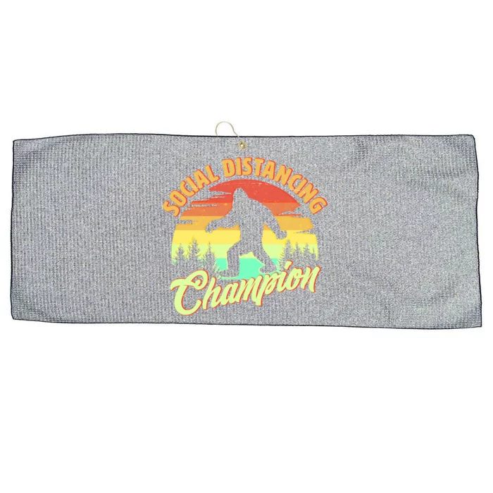 Funny Vintage Bigfoot Social Distancing Champion Large Microfiber Waffle Golf Towel